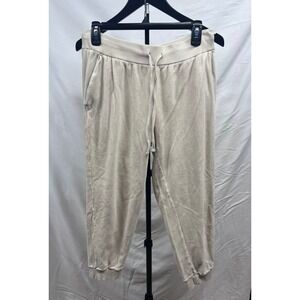 Eileen Fisher Women's Cream Organic Cotton Cozy Velour Cropped Joggers Small